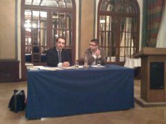 Boris Bernabé et Lionel Fourré à la conférence-débat sur Charles Maurras, fév. 2009